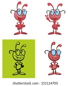 cute ant cartoon with glasses