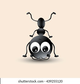 Cute Ant cartoon head down