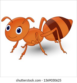 Cute ant cartoon on white background