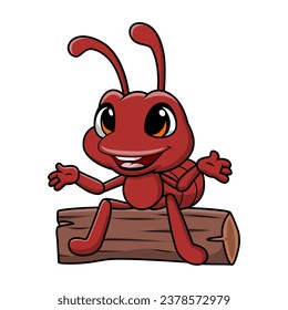 Cute ant cartoon on white background