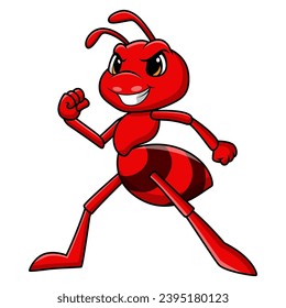 Cute ant cartoon on white background