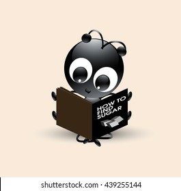 Cute Ant cartoon reading book