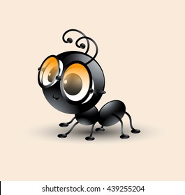Cute Ant cartoon with sun-glass 