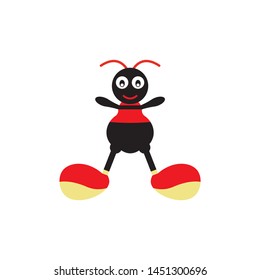 Cute ant cartoon toy vector,icon on a white background