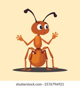 Cute ant cartoon vector with doodle-style details, highlighting insect activity in a beautiful nature and wildlife environment.