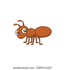 Cute ant cartoon vector on a white background