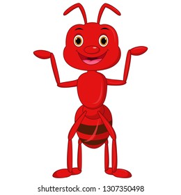 Cute ant cartoon waving