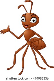 Cute ant cartoon waving