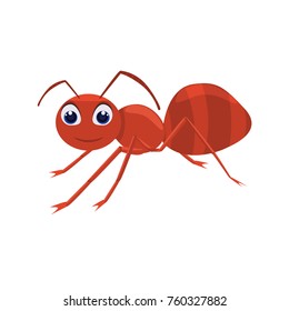 Cute ant character with cartoon style. Solid and flat color style design. Illustrated vector.