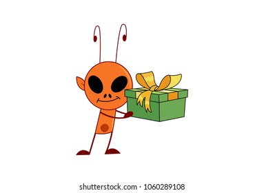 Cute Ant Character. Vector Illustration. Isolated on white background.