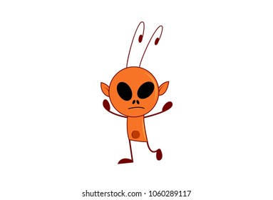 Cute Ant Character. Vector Illustration. Isolated on white background.