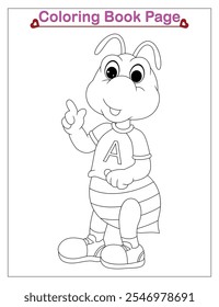 cute ant coloring page for kids. Bugs and insect coloring book