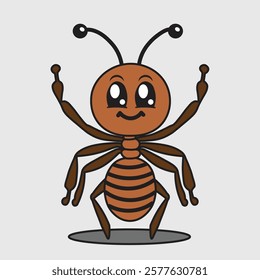 Cute Ant doodle illustration cartoon outline