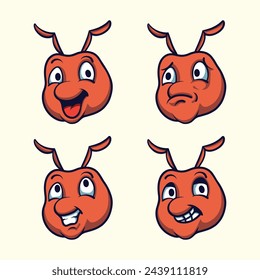 cute ant emoticons vector art