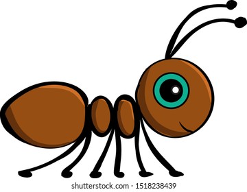 Cute ant, illustration, vector on white background.