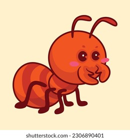 Cute ant kawaii cartoon icon vector illustration