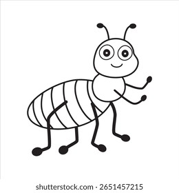 Vetor de ilustração de design de ícone de arte de formiga bonito
