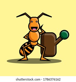 Cute Ant With A Log Vector Character Illustration 