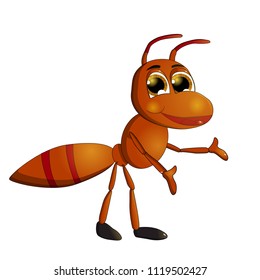 A cute ant on white background isolated easy to edit