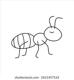 Vetor de ilustração de arte de contorno de formiga bonito