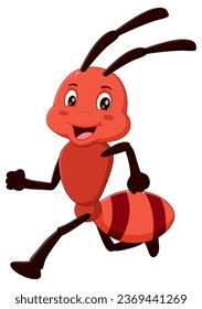 Cute ant running. Vector illustration