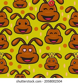 Cute Ant Seamless Pattern, Cartoon Vector Illustration, Isolated Background