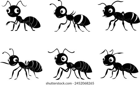 cute ant silhouette black color vector illustration