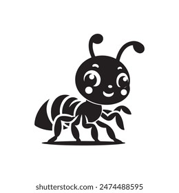Un lindo Vector de silueta de hormiga