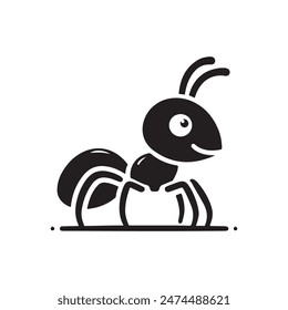 A cute ant silhouette vector