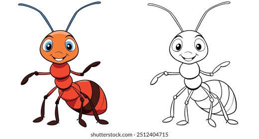 Cute Ant Smile Cartoon Coloring Page For Kids