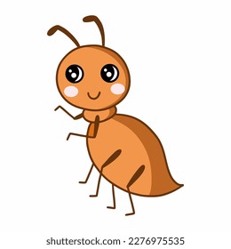 Cute ant. Vector doodle illustration  for children. Insects. Hand drawn sticker.