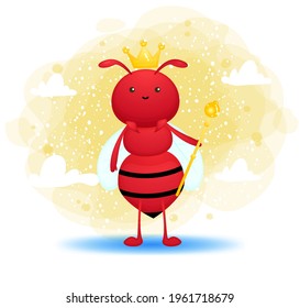 Cute ant wearing king crown Premium Vector