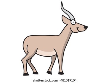 Cute antelope cartoon vector drawing isolated on white background