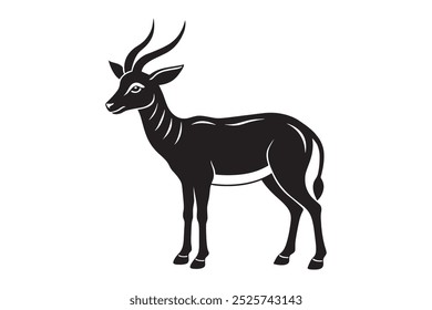 A cute antelope silhouette vector white background