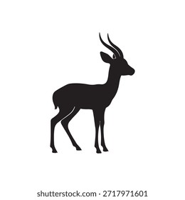 A cute antelope silhouette vector white background
