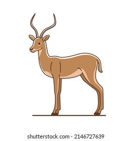 Cute antelope. Vector illustration in cartoon style for abc book, poster, postcard. Animal print.