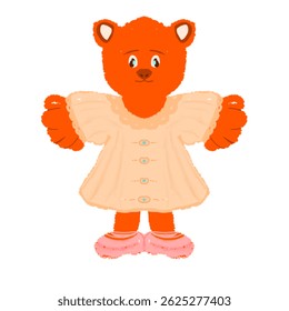 Cute anthropomorphic bear in a dress