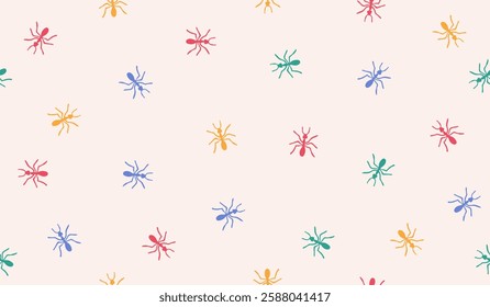 Cute ants pattern background vector design