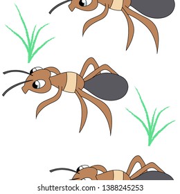 cute ants. seamless stock vector pattern