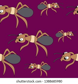cute ants. seamless stock vector pattern