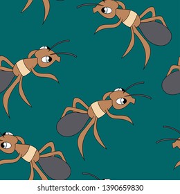 Cute ants. Seamless vector pattern