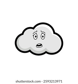 Cute Anxiety cloud illustration with a sad expression, perfect for weather-related designs, children's books, and sadness decor.