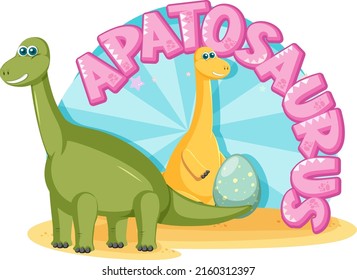 Cute apatosaurus dinosaur cartoon character illustration