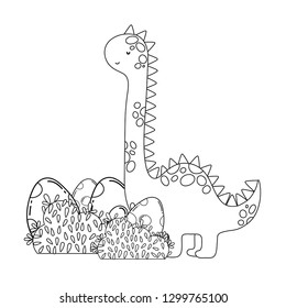 cute apatosaurus with eggs