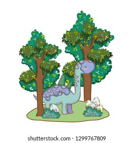 cute apatosaurus with eggs