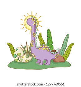 cute apatosaurus with eggs