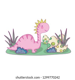cute apatosaurus with eggs