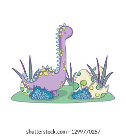cute apatosaurus with eggs