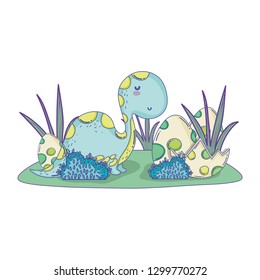 cute apatosaurus with eggs