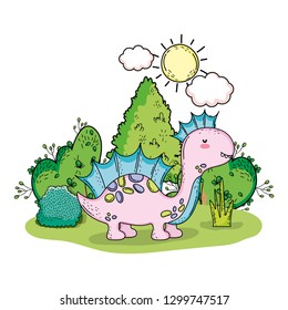 cute apatosaurus in the landscape